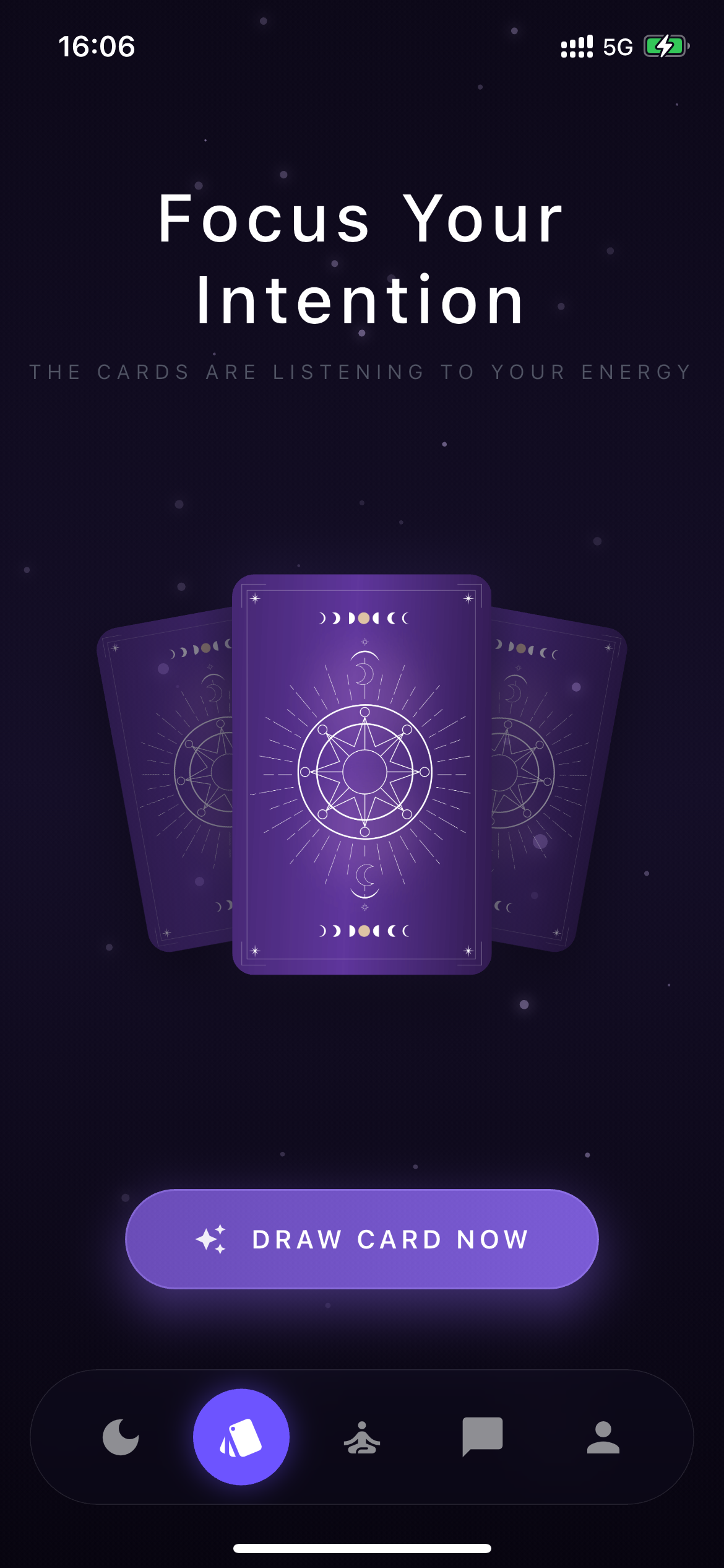 FluxAstro card reading interface with Lenormand spread
