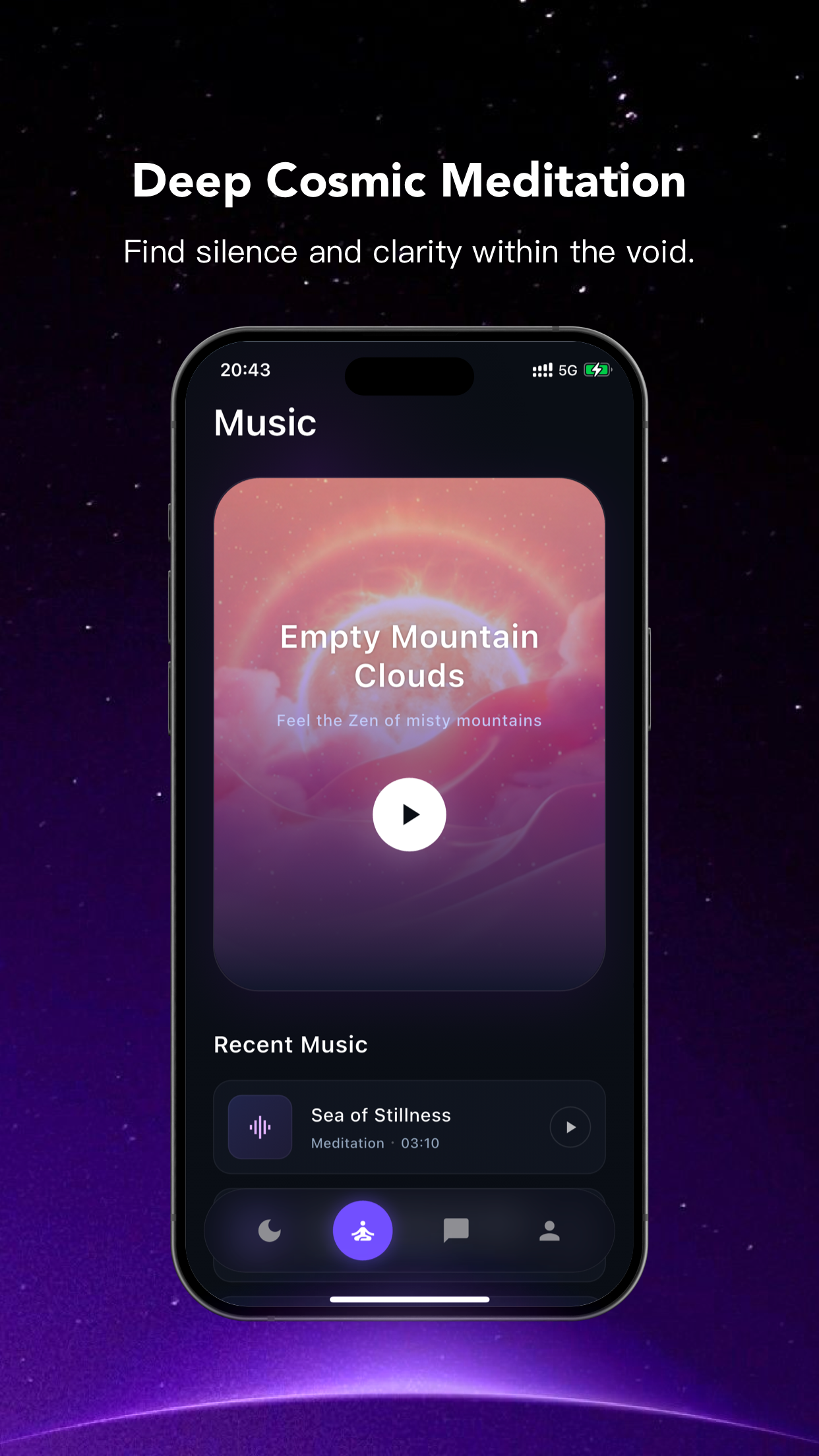 FluxAstro meditation interface with guided audio content